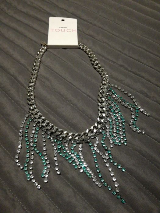 Mango naszyjnik kolia łańcuch srebrny cyrkonie