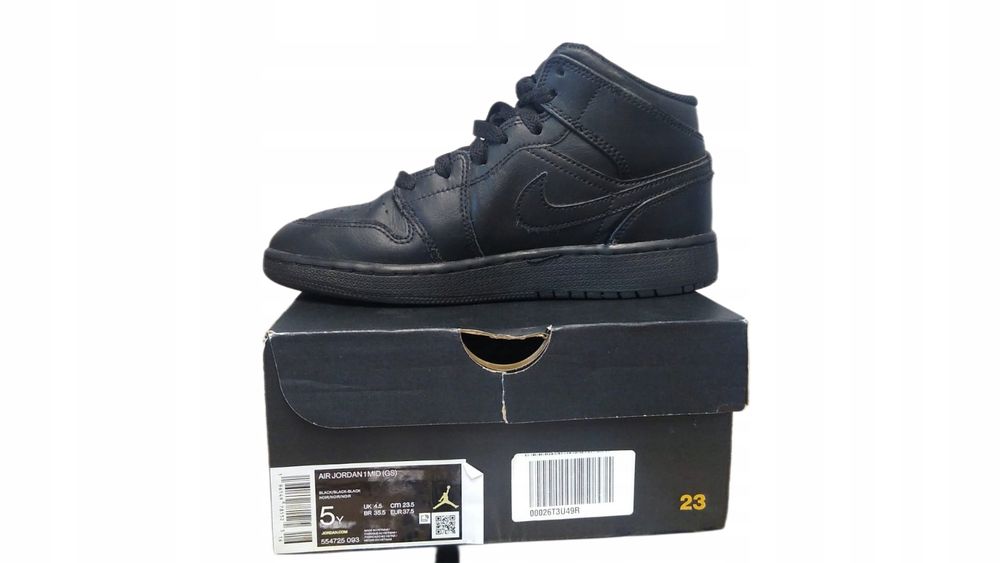 Nike Air Jordan 1 Mid 37,5 Buty Damskie Skórzane Czarne T493