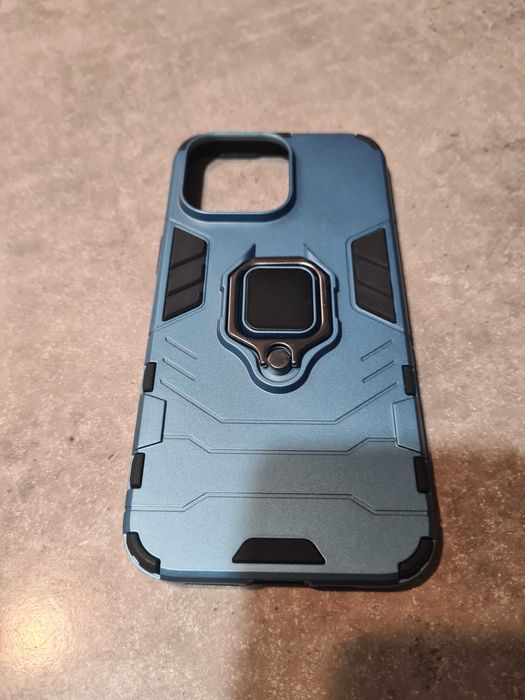 Etui Case Do iPhone 15 Pro Max Niebieski z uchwytem na palec