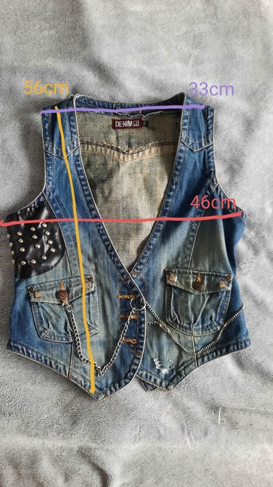 Kamizelka Jeans Custom diy Billie Eilish malowana ręcznie 36 S