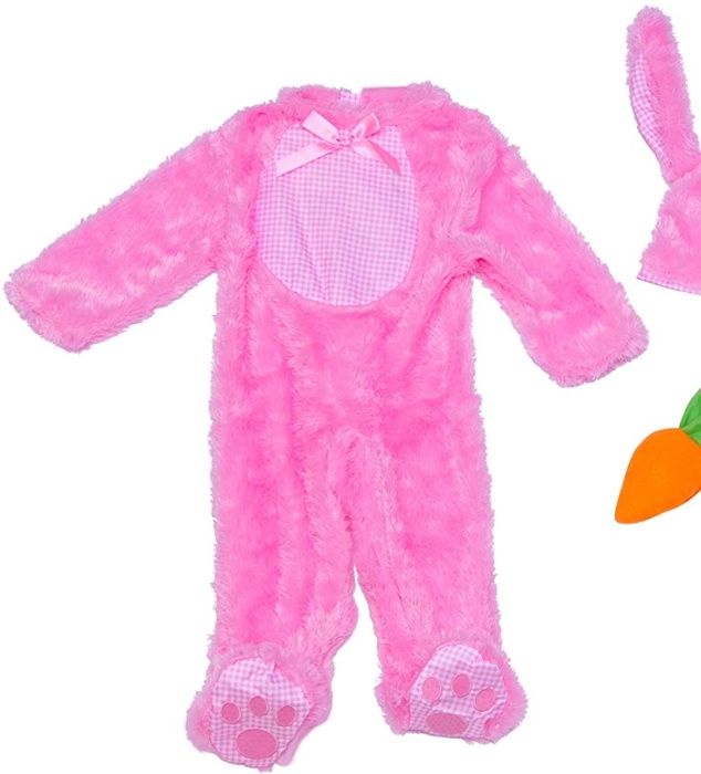 Розовый костюм зайчика пушистый ромпер человечек комбинезон