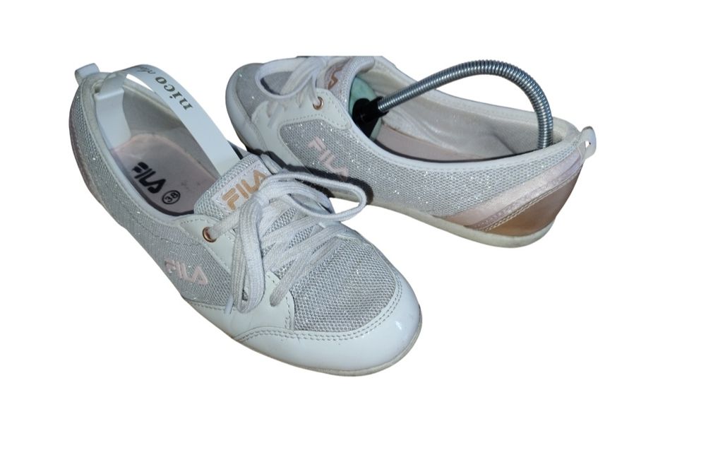 Markowe białe buty sportowe Fila 38 baleriny tenisówki wiązane adidasy