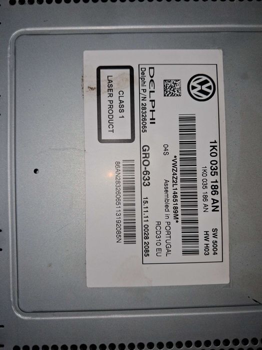 Штатная магнитола Фольсфаген, Volkswagen. Не кодирована.