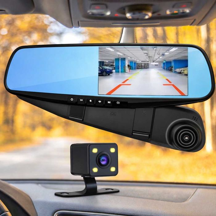 Дзеркало відеореєстратор Full HD з камерою заднього виду 2 камери автомобільний DVR дисплей нічна зйомка паркування циклічний запис 2 камери DVR