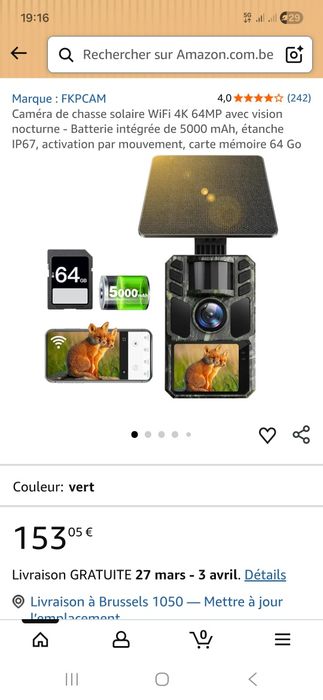 Camara noturna 4k solar c/bateria