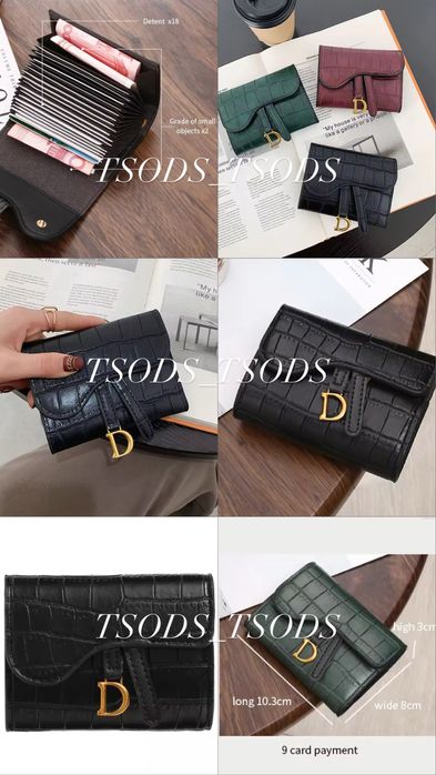 Гаманець Діор портмоне для карток Dior Сумка клатч зі стразами чорна