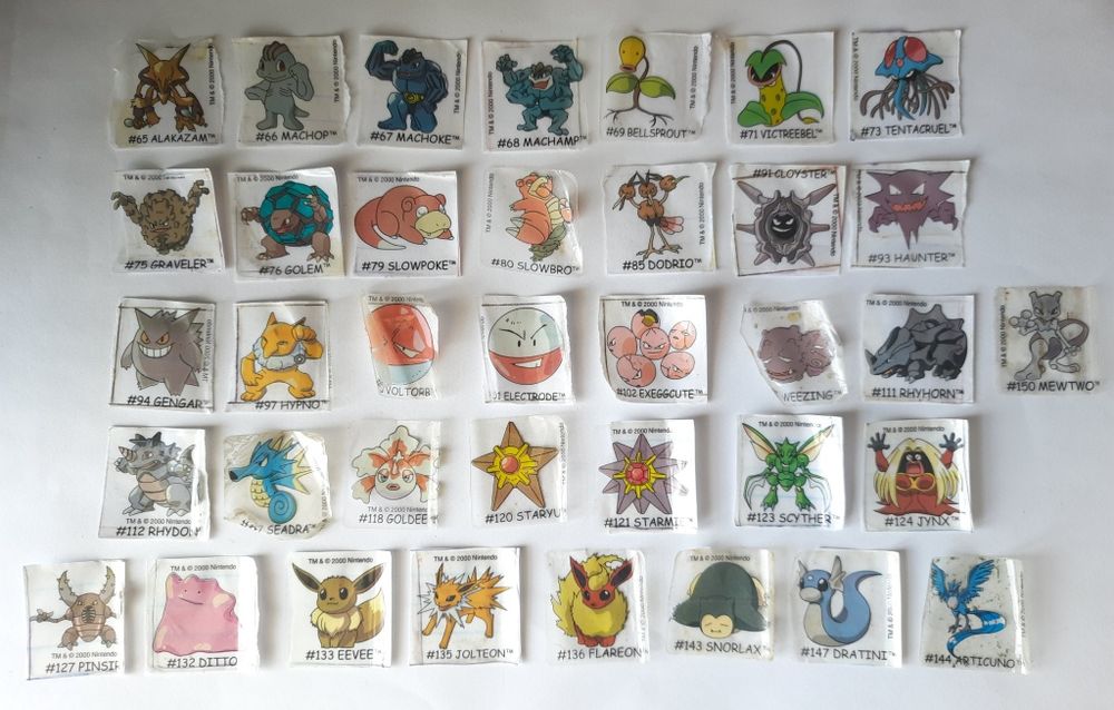 Lote autocolantes pokemon boomer pastilhas