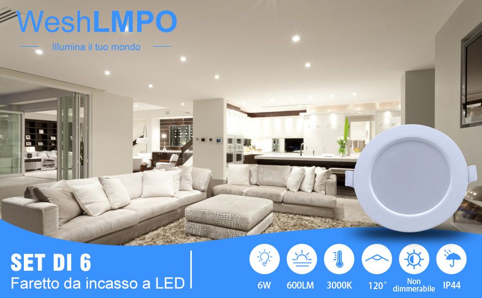 Oczka halogeny sufitowe led 6W zestaw 10 szt.