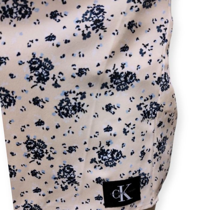 Oryginalna sukienka na lato beżowa w drobne kwiatki guma guziki nowa