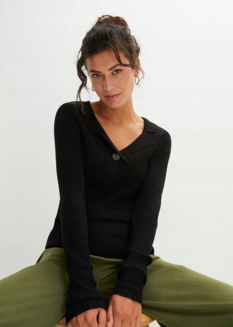 B.P.C sweter prążkowany z guzikiem r.32/34