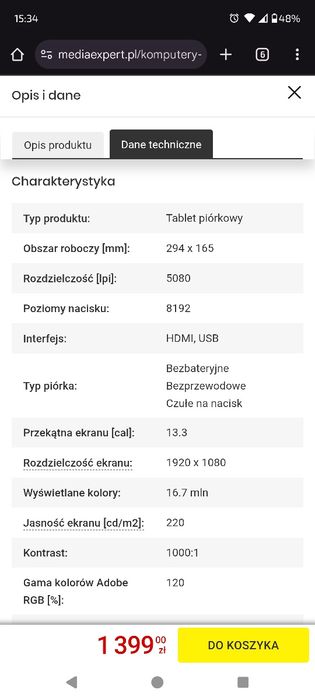 Tablet graficzny Tablet graficzny 13.3" HUION Kamvas Pro 13