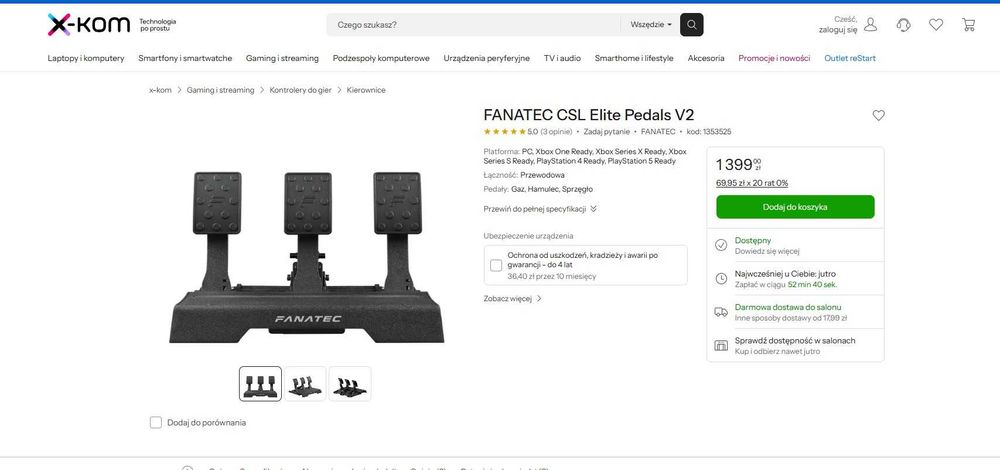 Zestaw Fanatec CSL DD 8NM McLaren GT3 V2 i inne