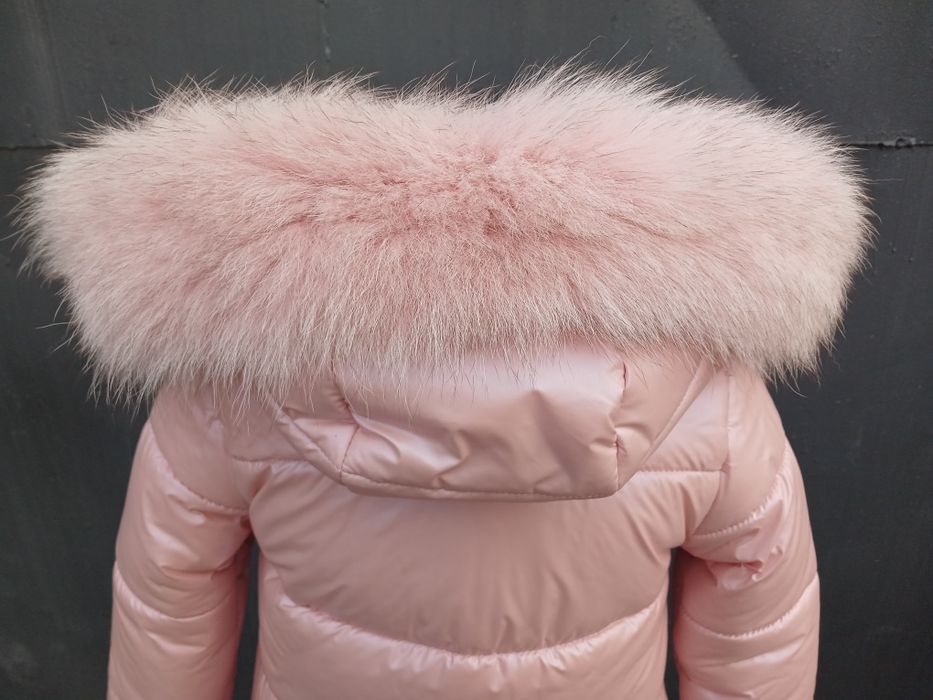 Новинка, пуховик на тинсулейте с натуральной опушкой, 98-134 см