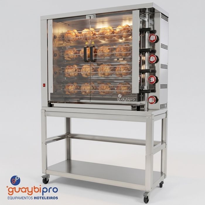 Assador de Frangos Vertical a Gás | 4 Espetos (20-24 Frangos) | Novo