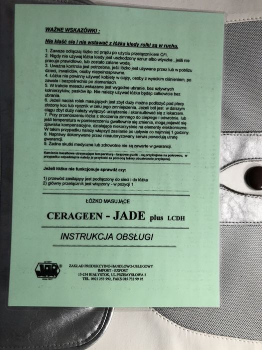 Łóżko masujące Cerageen Jade plus LCDH Białystok Sienkiewicza • OLX.pl