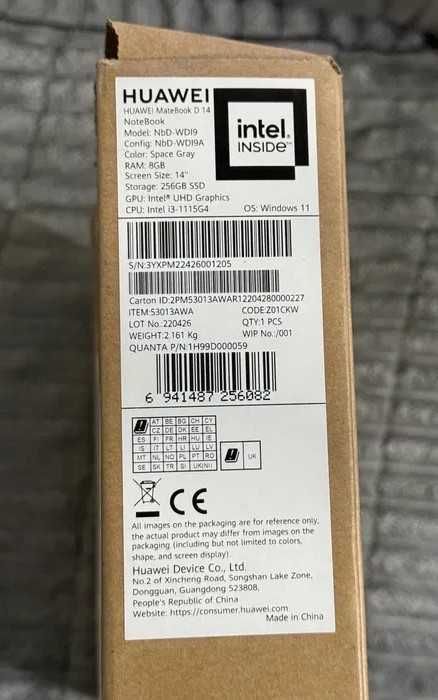 Laptop Huawei MateBook D14 i3 11gen / 8GB / SSD 256GB / Windows 11 / Stan idealny