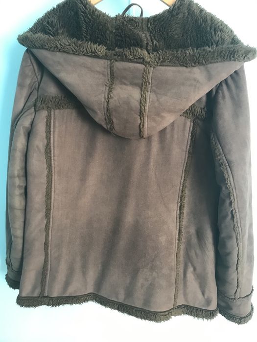 Futro damskie rozmiar M oliwkowe Kożuch damski rozmiar M oliwka