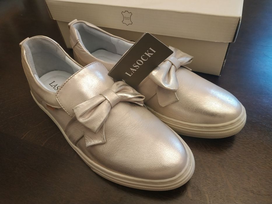 Buty półbuty z kokardą r 37 WI12-Milly-18 Lasocki skórzane NOWE