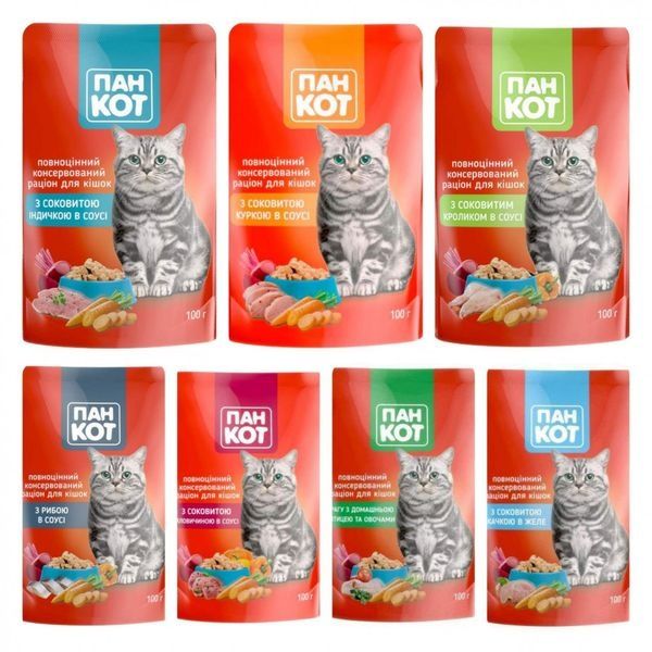 Акційна ціна Вологий корм для котів пауч ПАН КОТ ПАН КІТ