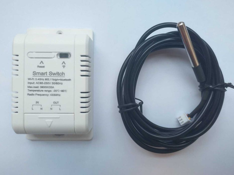 Электронное реле с датчиком температуры, WiFi Tuya, SmartLife.