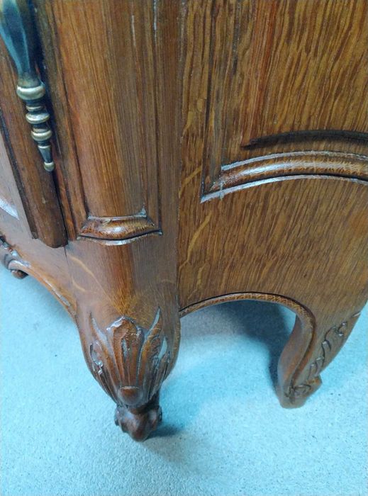 Stylowa witryna ludwikowska narożna lite drewno dębowe