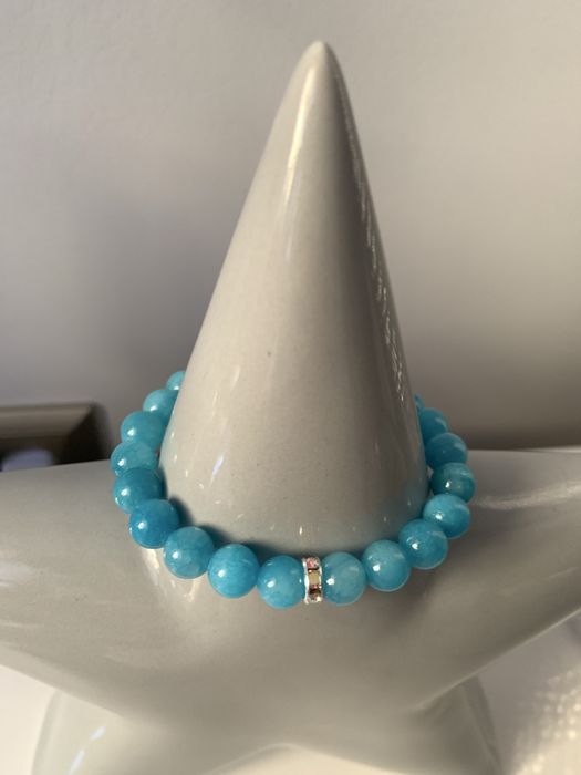 Bransoletka kamienie Jadeit niebieski w odcieniu morskim