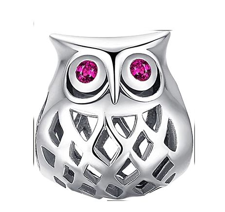 CHARMS do bransoletki Pandora BEADS KORALIK niebieska sowa s925