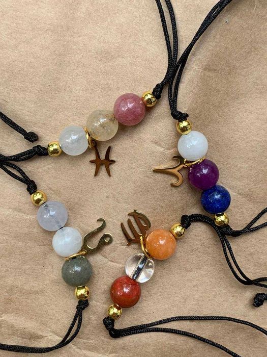 Браслет Зодіаку з натуральними каменями – Овен / Лев / Діва / Риби