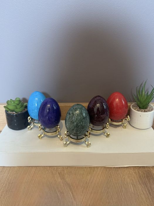 Zestaw 5 marmurowych jajek unikalna dekoracja, prezent