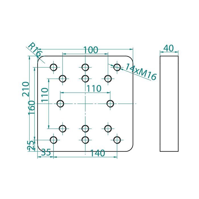 Płyta montażowa dla ucho dyszla do wspawania 110x100mm 145x145mm