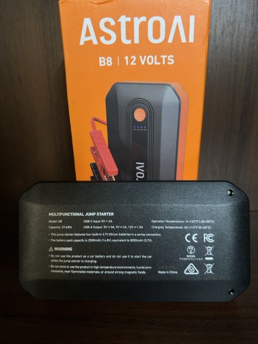 Пусковий пристрій для авто 2000A Jump Starter бустер 12V AstroAI B8 Po