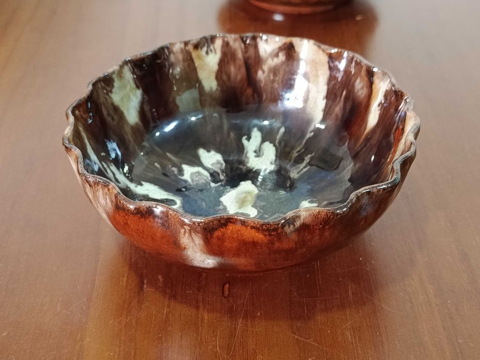 Conjunto Bule + Tigela de Cerâmica Vidrada Vintage
