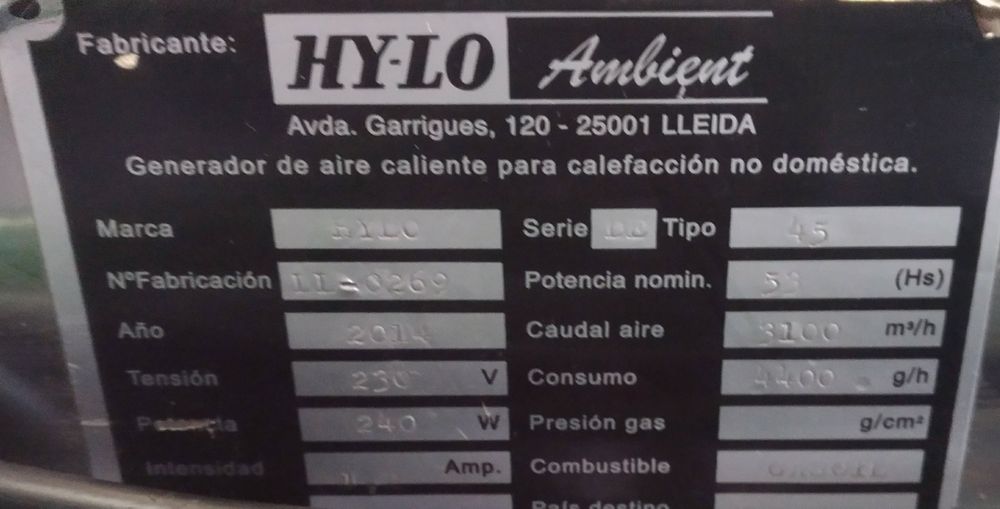 Aquecedor industrial a diesel/gasóleo