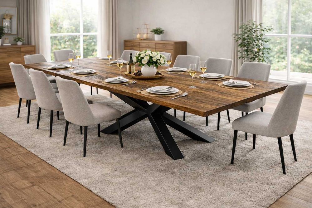 Duży stół do salonu, jadalni, sali konferencyjnej - Dąb Hunton Ciemny