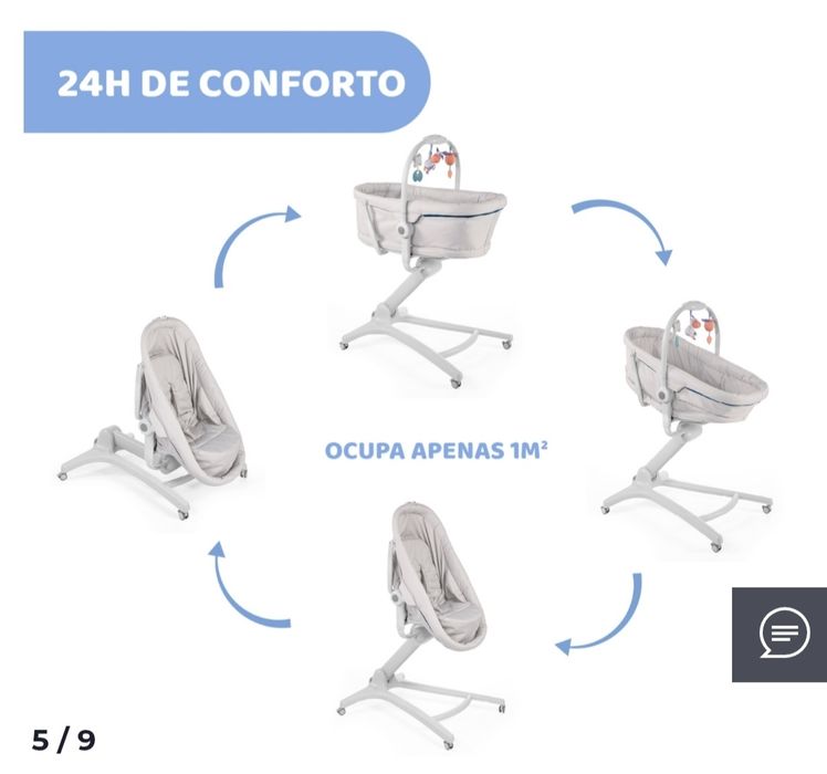 Baby Hug 4 em 1  - Espreguiçadeira, berço e cadeira