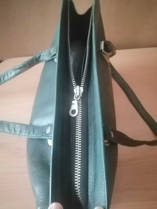 Torba  damska duża zielona,skóra naturalna