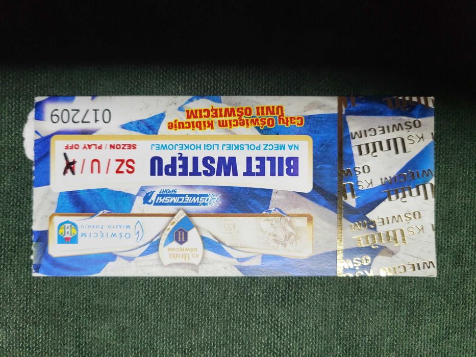 Archiwalny bilet wstępu Unia Oświęcim -hokej na lodzie sezon 2020/21