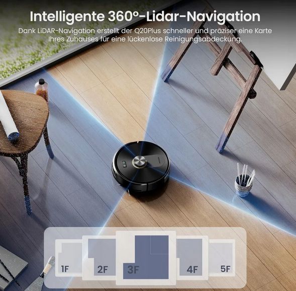 Robot sprzątający Proscenic Q20Plus ze stacją 10000 Pa 4l LASER LiDAR MOP