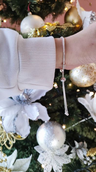 Bransoletka srebrna pandora modułowa regulowana do charmsy zawieszki #