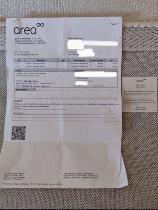 Tapete beije / creme SEURAT da AREA ainda por desembrulhar