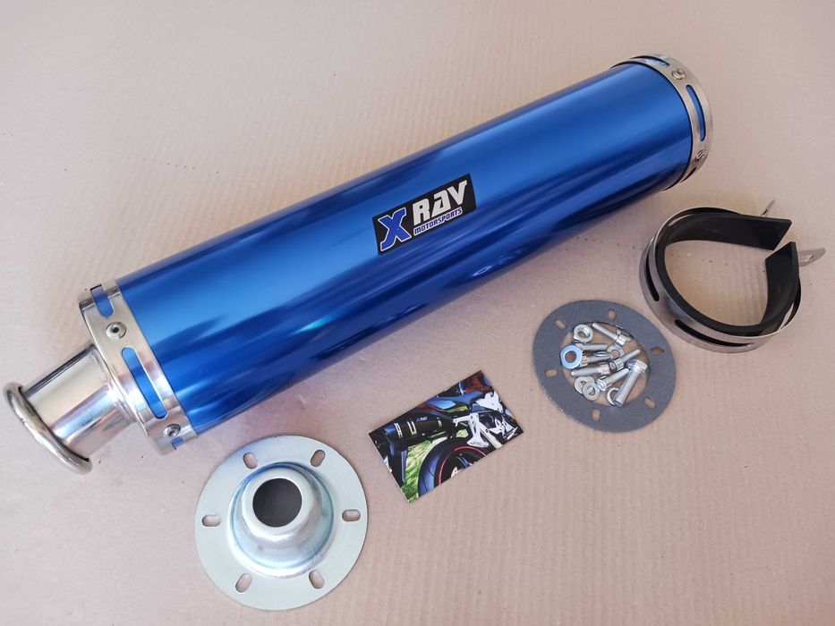 Okrągły NIEBIESKI klasyczny BASOWY tłumik motocyklowy XRAV XR17NB GSF
