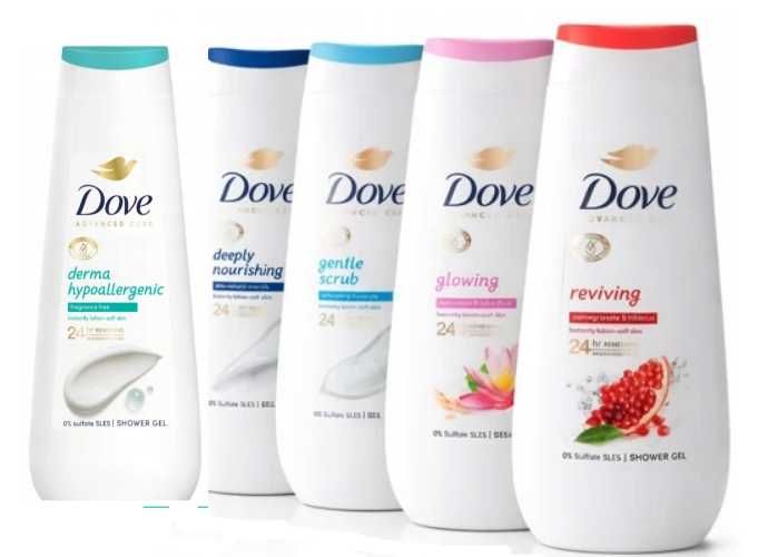 5 X 400 ml DOVE żel pod prysznic MIX rodzajów