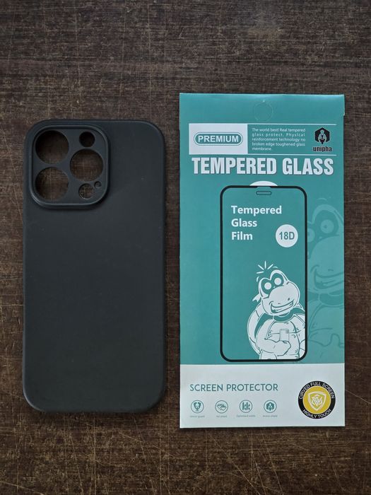 Etui iPhone 16 Pro matowe czarne + szkło hartowane 18D
