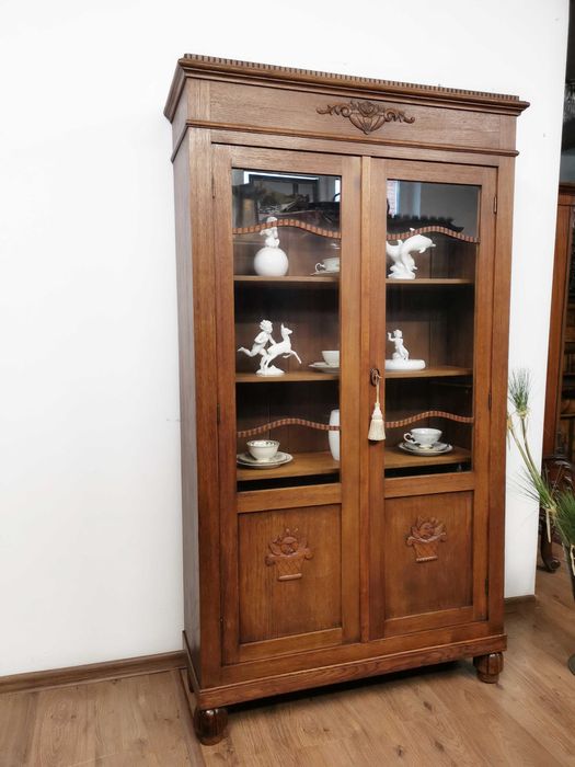 Śliczna dębowa witrynka biblioteczka antyk 500/2024