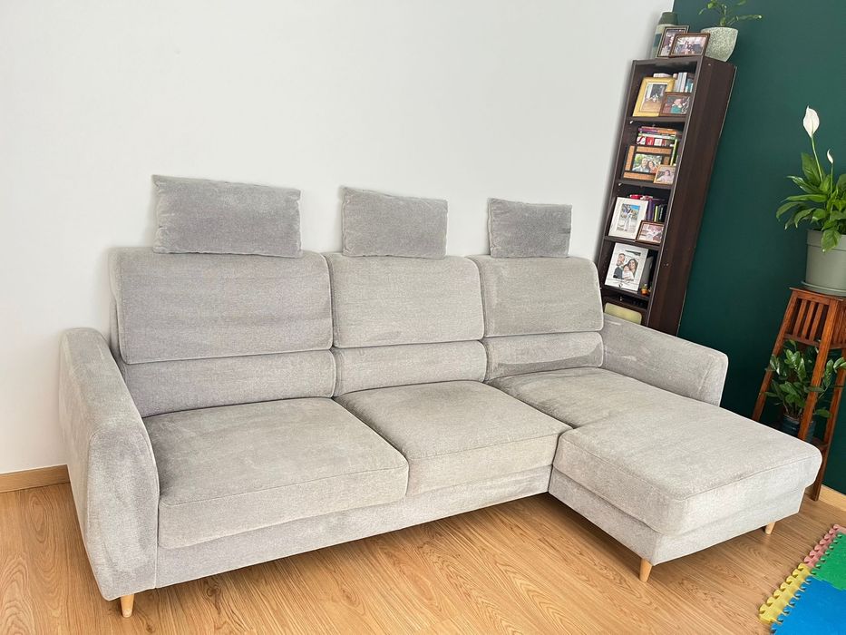 Sofá cinzento do Ikea, com chaise longue, como novo