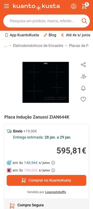Placa indução Zanussi