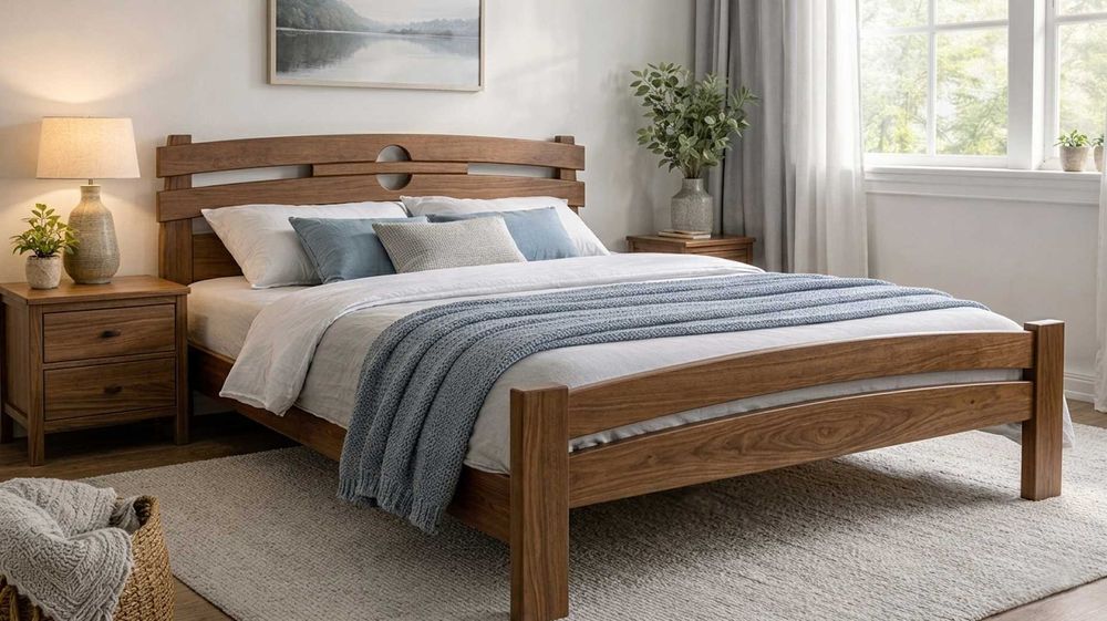 Двоспальне дерев’яне ліжко з вільхи «Ахіллес» 160×200 см Ручна робота