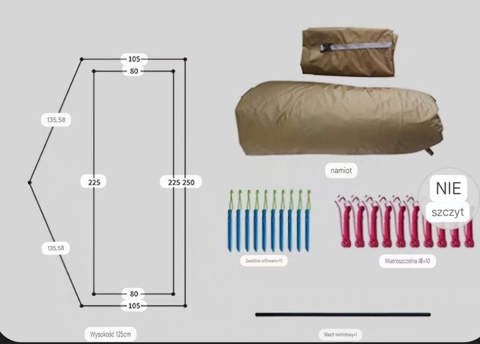 Ultra lekki namiot jednoosobowy (890 GRAM)