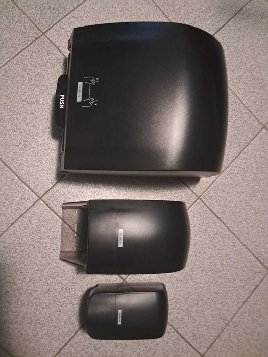 KATRIN podajnik dozownik czarny do mydła, papieru, ręczników - komplet