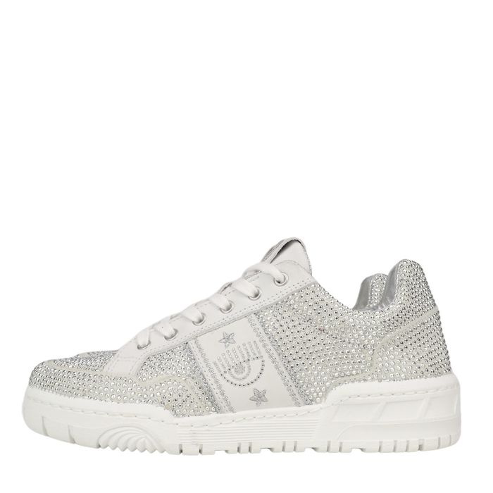 Buty damskie Chiara Ferragni, trampki, rozmiar 39, srebrne, skórzane, codzienne, sportowe SCH3530